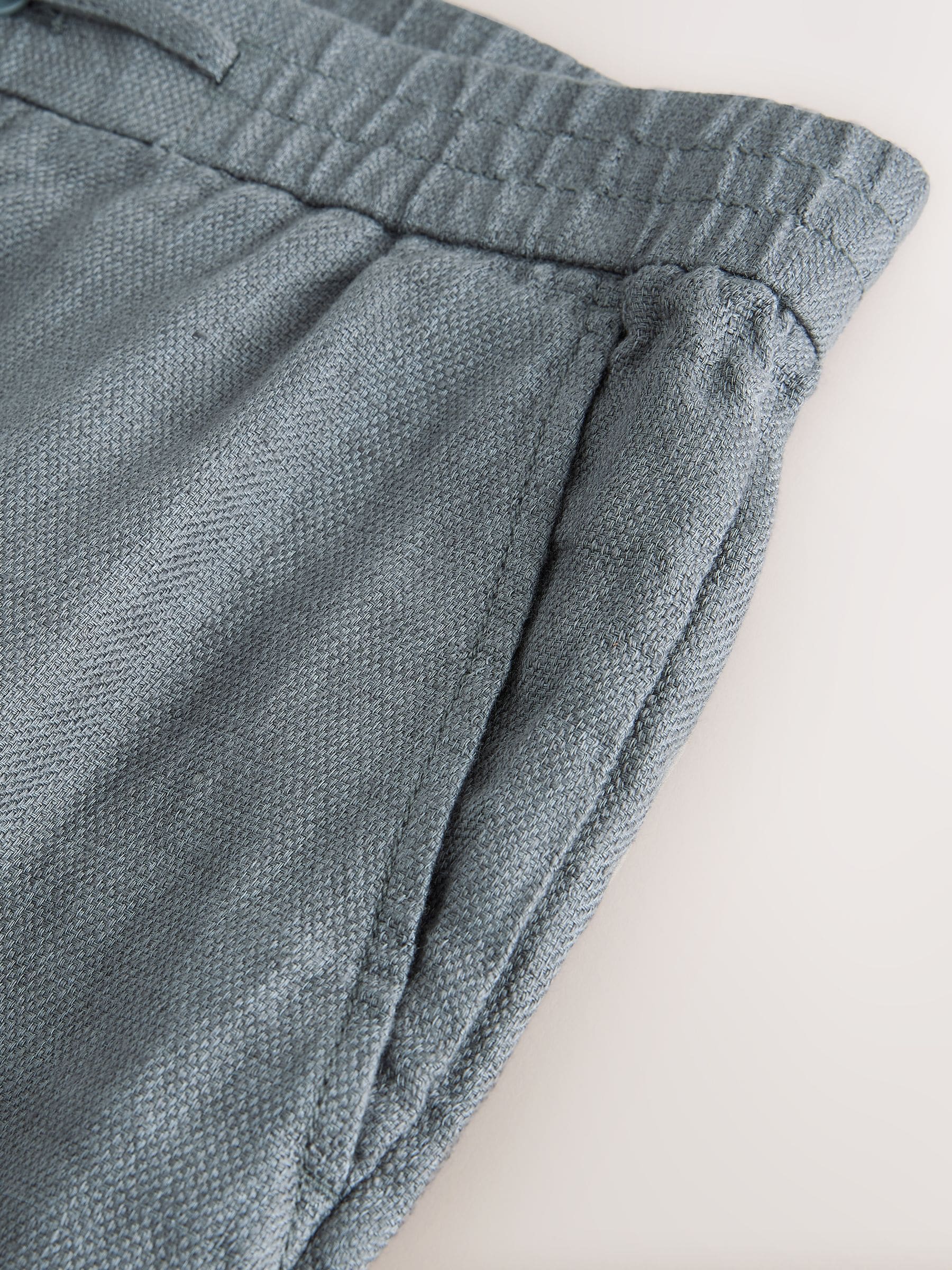 Buy Teal Relaxed Fit Signature 100% Linen Textured Trousers With