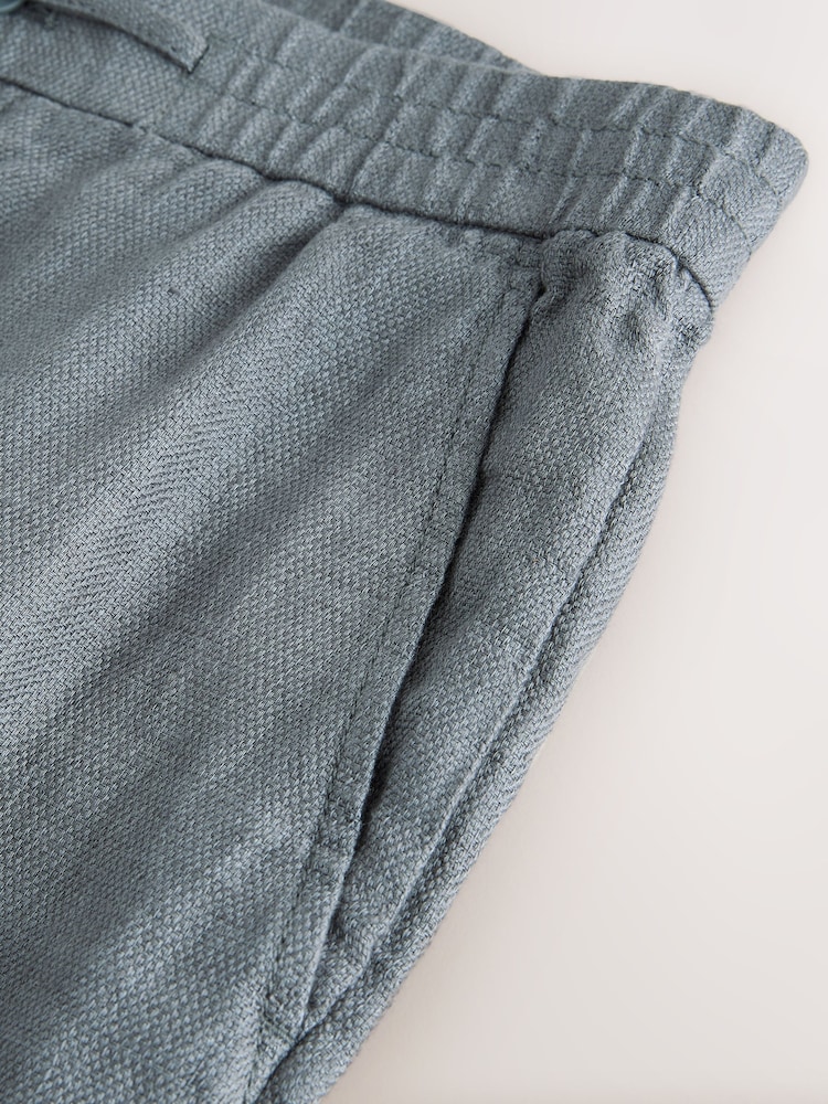 Teal Relaxed Fit Signature 100% Linen Textured Trousers With Elasticated Waist - Image 10 of 10 Teal Relaxed Fit Signature 100% Linen Textured Trousers With Elasticated Waist - Image 10 of 10