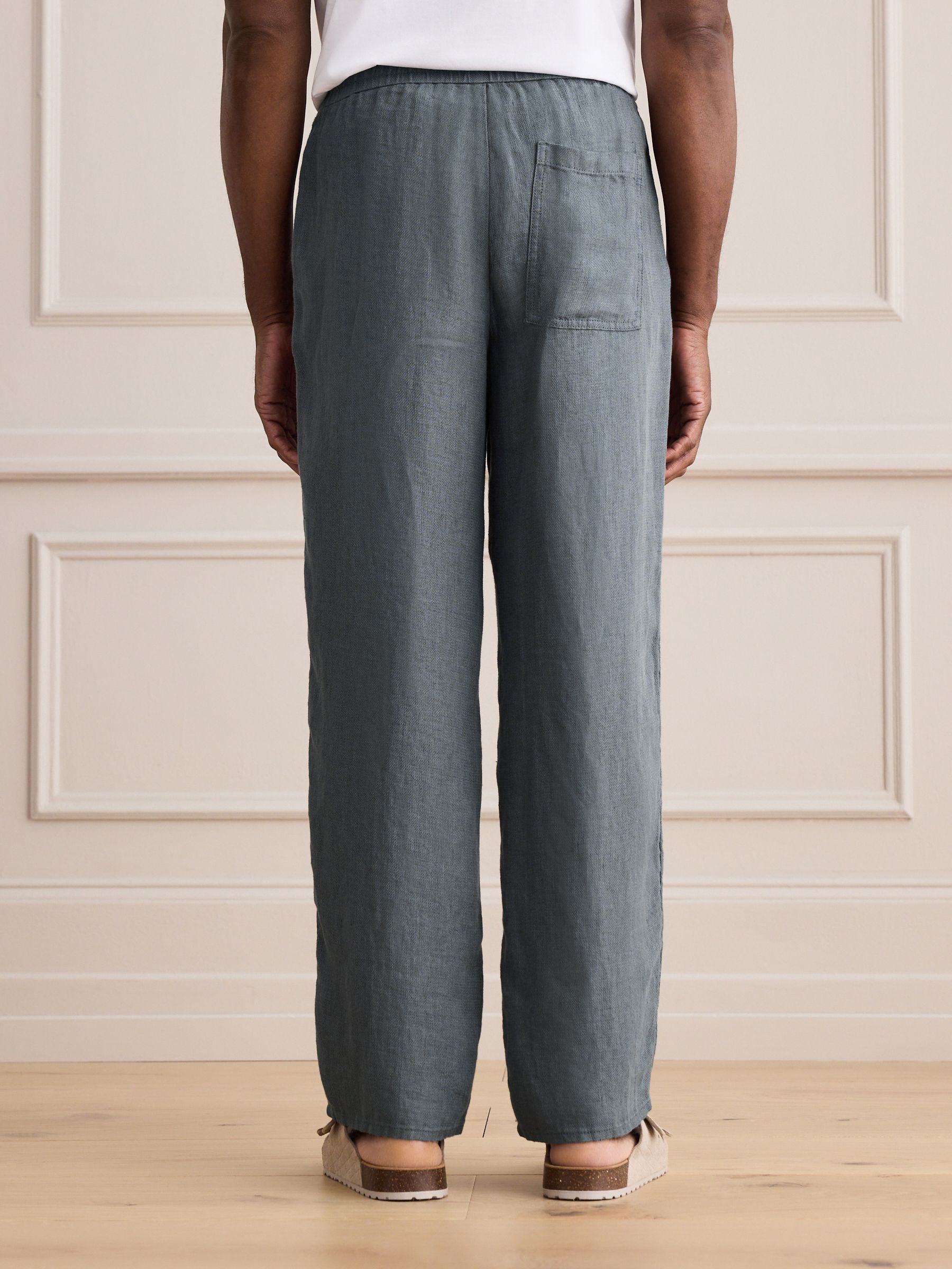 Buy Teal Relaxed Fit Signature 100% Linen Textured Trousers With