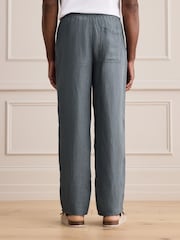藍綠色 - Signature 100% Linen Textured Trousers With Elasticated Waist - 圖片 4/4