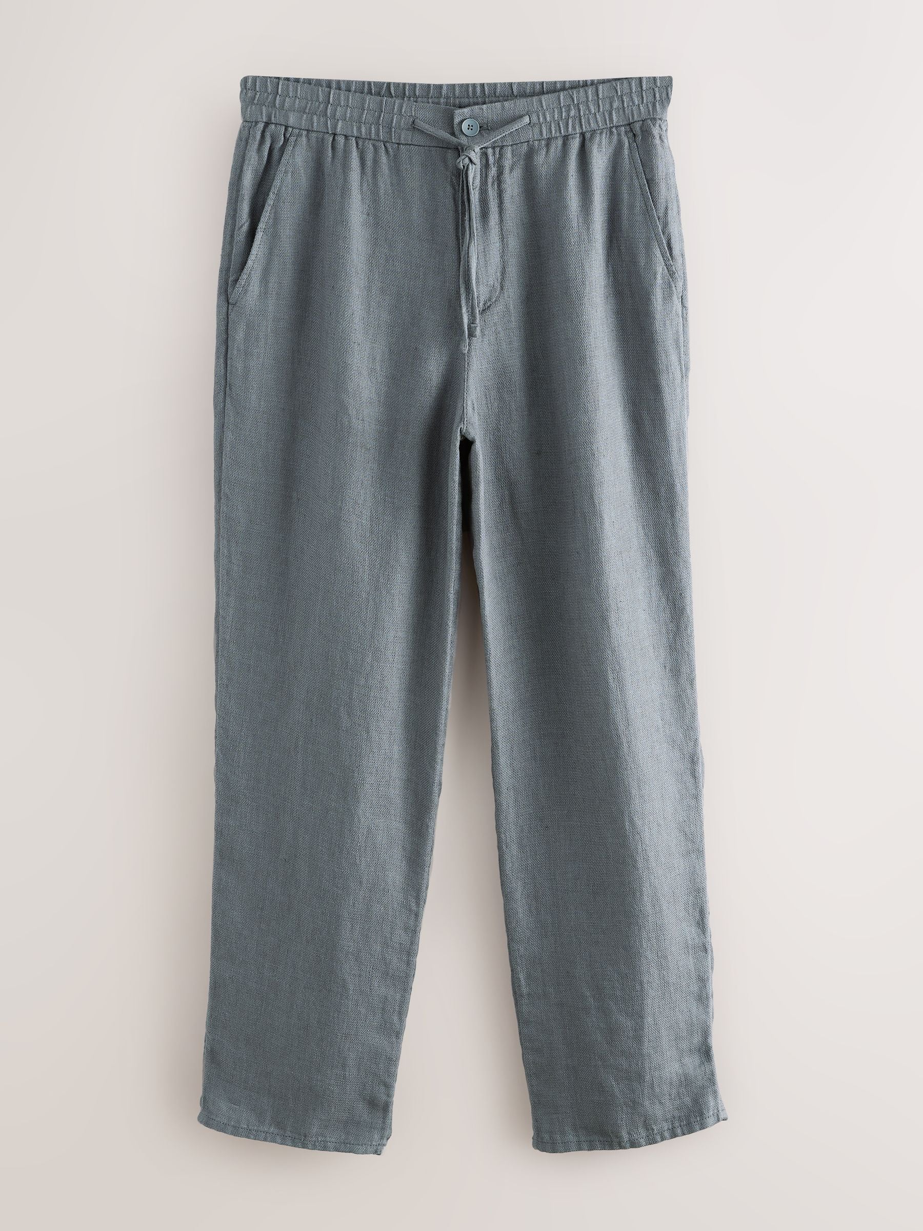 パンツ At last & Co Linen Trousers 32 Buy Teal Relaxed Fit Signature 100% Linen Textured Trousers With