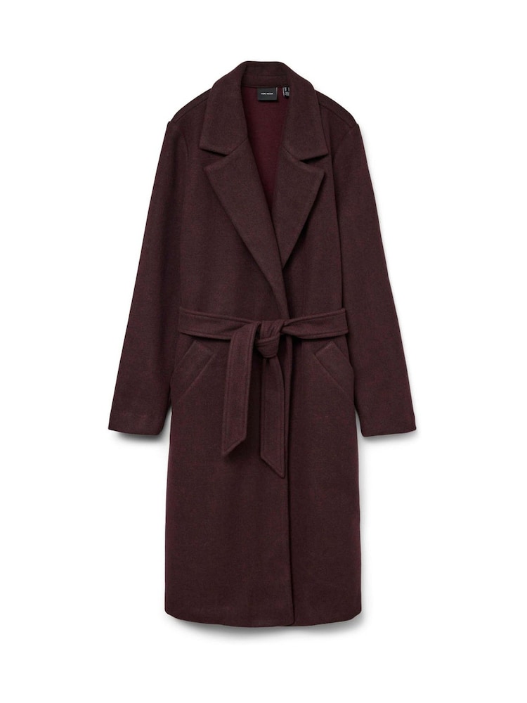 VERO MODA Red Wrap Front Long Line Coat - Image 5 of 5 VERO MODA Red Wrap Front Long Line Coat - Image 5 of 5