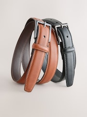 Black/Brown Formal Faux Leather Belts 2 Pack - Image 4 of 5