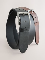 Nyeusi/kahawia - Casual Faux Leather Belts 2 Pack - Picha 4 kati ya 5