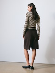 BHOEM Pleated Tailored Chocolate Brown Bermuda Shorts - Image 2 of 4