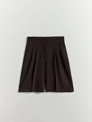BHOEM Pleated Tailored Chocolate Brown Bermuda Shorts - Image 4 of 4