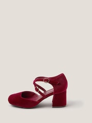 Monsoon Red Gia Velvet Mary Jane Heels - Image 1 of 3