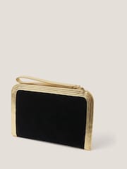 Monsoon Black Lottie Metallic Suedette Pouch - Image 2 of 4