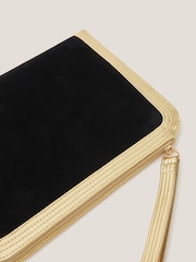Monsoon Black Lottie Metallic Suedette Pouch - Image 3 of 4