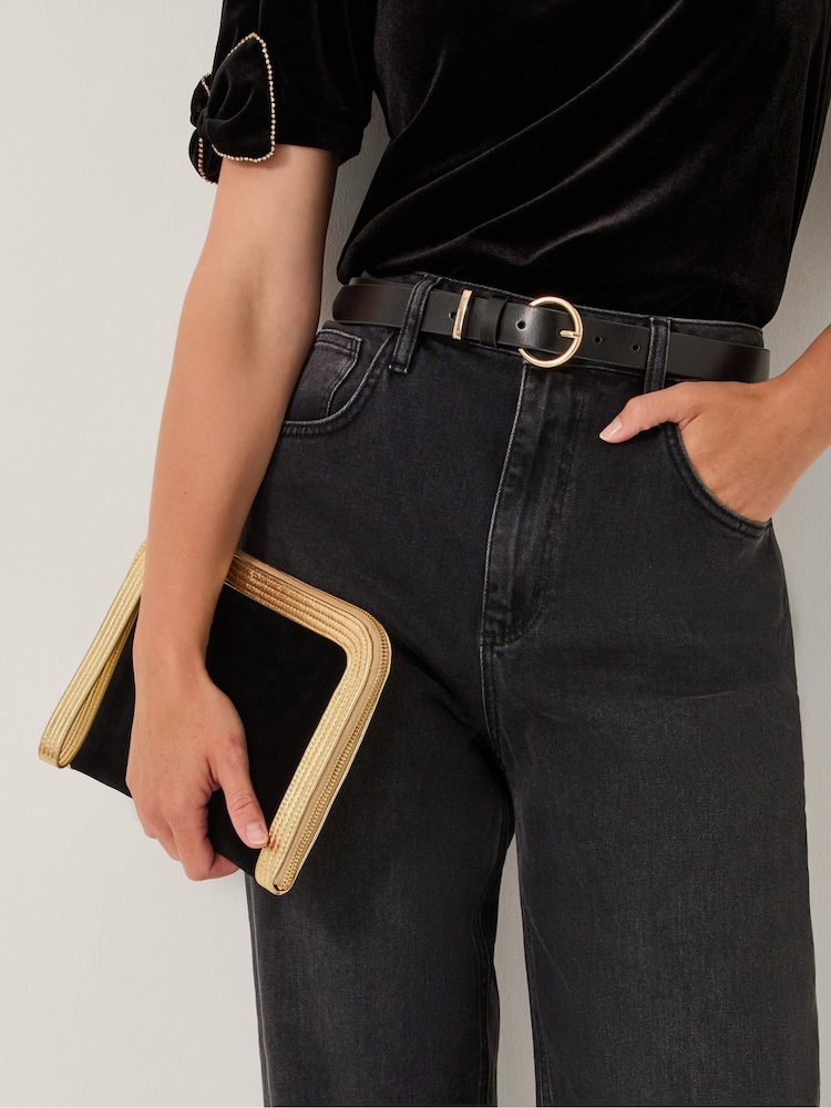 Monsoon Black Lottie Metallic Suedette Pouch - Image 4 of 4 Monsoon Black Lottie Metallic Suedette Pouch - Image 4 of 4