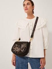 Monsoon Green Lily Embroidered Satchel Cross-Body Bag - Image 4 of 4