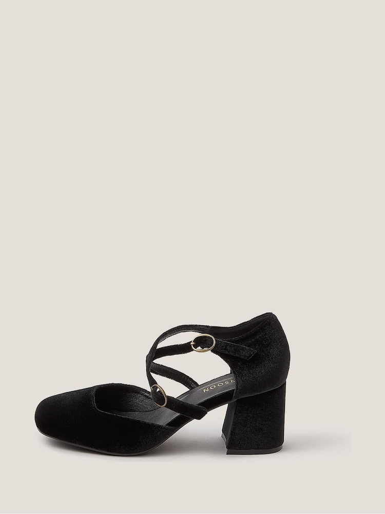 Monsoon Black Gia Velvet Mary Jane Heels - Image 1 of 3