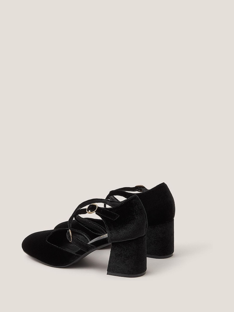 Monsoon Black Gia Velvet Mary Jane Heels - Image 3 of 3 Monsoon Black Gia Velvet Mary Jane Heels - Image 3 of 3