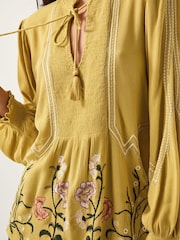 Monsoon Green Heidi Floral Embroidered Tassel Blouse - Image 2 of 5