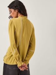 Monsoon Green Heidi Floral Embroidered Tassel Blouse - Image 3 of 5