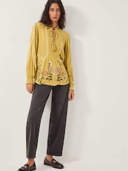Monsoon Green Heidi Floral Embroidered Tassel Blouse - Image 4 of 5