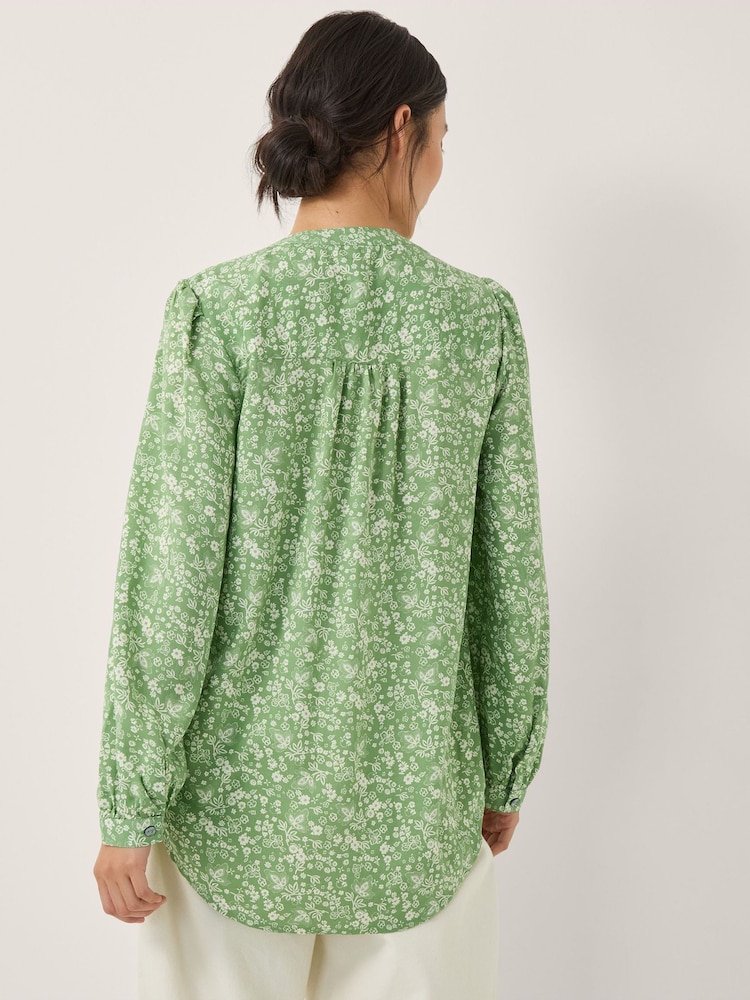 Monsoon Green Tortie Floral Pintuck Blouse - Image 2 of 5
