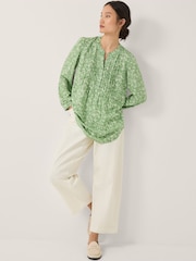Monsoon Green Tortie Floral Pintuck Blouse - Image 3 of 5