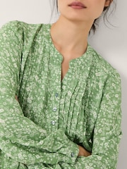 Monsoon Green Tortie Floral Pintuck Blouse - Image 4 of 5