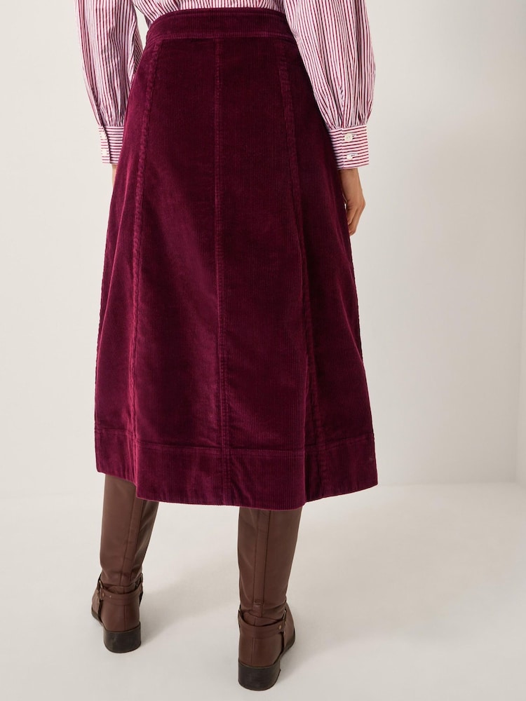 Monsoon Red Jamie Button Corduroy Midi Skirt - Image 2 of 5 Monsoon Red Jamie Button Corduroy Midi Skirt - Image 2 of 5