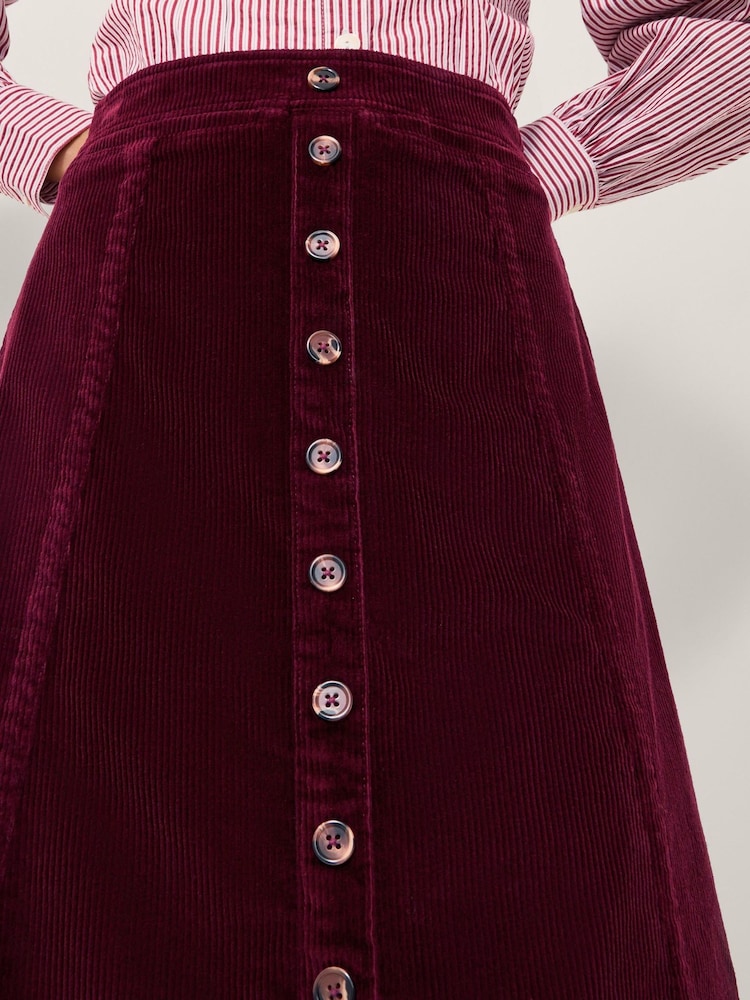 Monsoon Red Jamie Button Corduroy Midi Skirt - Image 5 of 5 Monsoon Red Jamie Button Corduroy Midi Skirt - Image 5 of 5