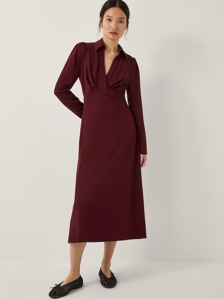 Monsoon Red Polly Ponte Midi Shirt Dress - Image 2 of 6 Monsoon Red Polly Ponte Midi Shirt Dress - Image 2 of 6