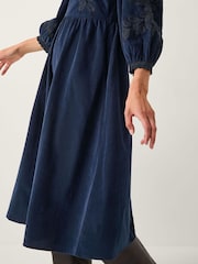 Monsoon Blue Leona Embroidered Corduroy Midi Dress - Image 3 of 4