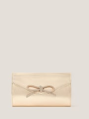 Monsoon Gold Sia Diamante Bow Clutch Bag - Image 1 of 3
