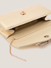 Monsoon Gold Sia Diamante Bow Clutch Bag - Image 3 of 3