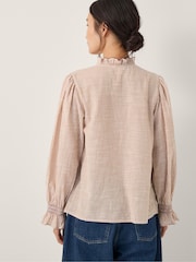 Monsoon Brown Maeve Ruffle Stripe Shirt - Image 2 of 5
