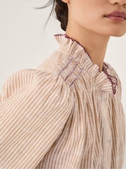 Monsoon Brown Maeve Ruffle Stripe Shirt - Image 4 of 5