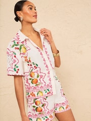 Love & Roses Kurzarm Hemd mit Knopfleiste und Fruchtprint - Bild 4 von 5