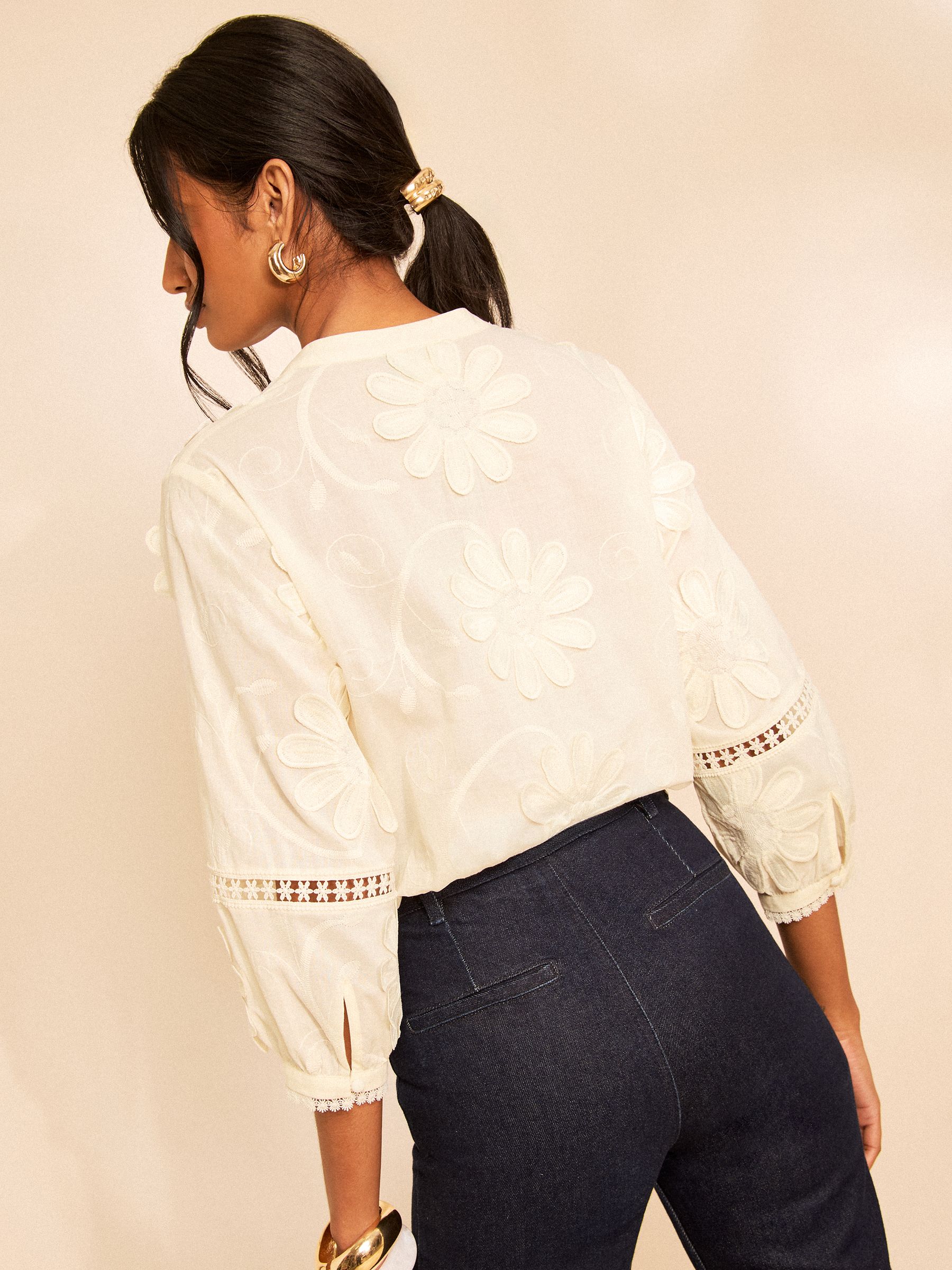 Buy Love & Roses x RHS Ivory Petite 3D Flower V-Neck Blouse from