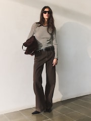 BHOEM Mid-Rise Twisted Seams Wide Leg Brown Jeans - Image 1 of 5