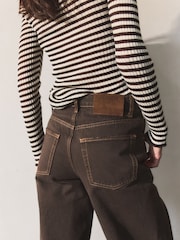 BHOEM Mid-Rise Twisted Seams Wide Leg Brown Jeans - Image 2 of 5