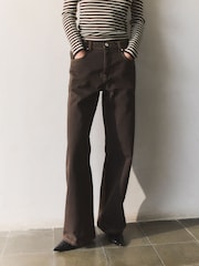 BHOEM Mid-Rise Twisted Seams Wide Leg Brown Jeans - Image 3 of 5