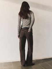 BHOEM Mid-Rise Twisted Seams Wide Leg Brown Jeans - Image 4 of 5