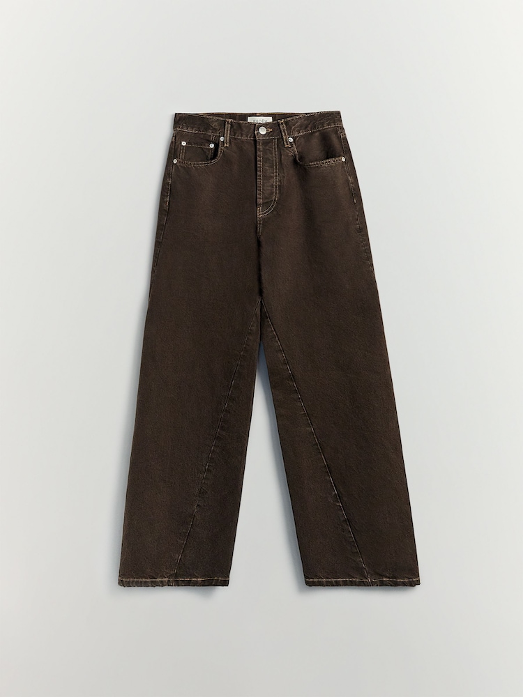 BHOEM Mid-Rise Twisted Seams Wide Leg Brown Jeans - Image 6 of 6
