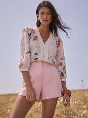 Love & Roses x RHS Ivory 3D Floral Print Blouse - Image 2 of 5