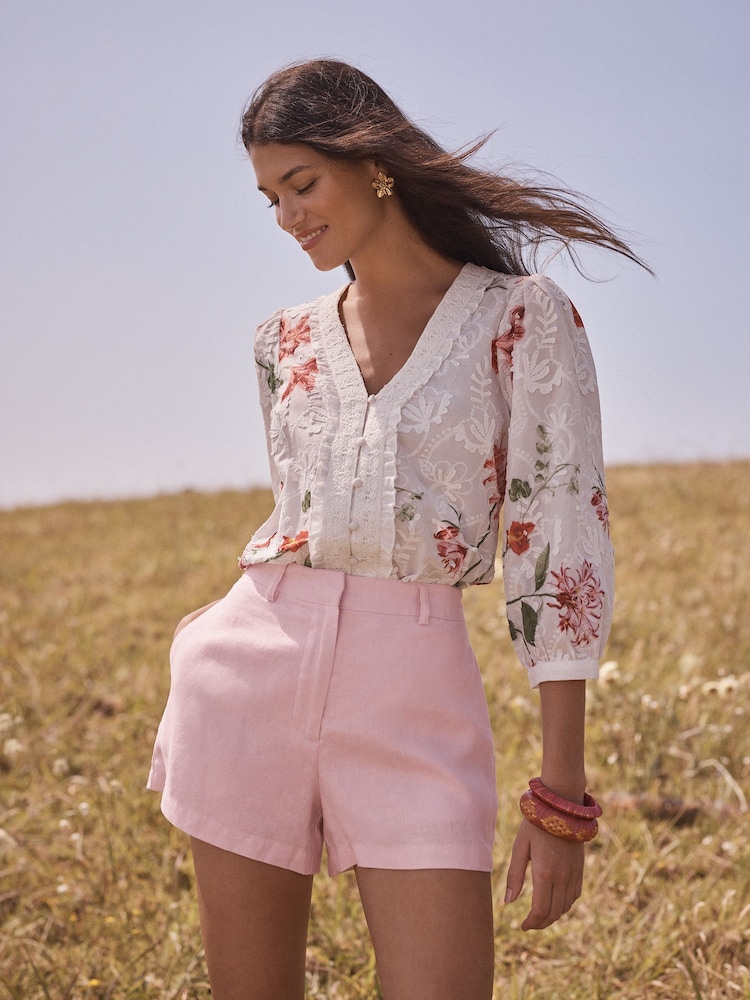 Love & Roses x RHS Ivory 3D Floral Print Blouse - Image 5 of 5