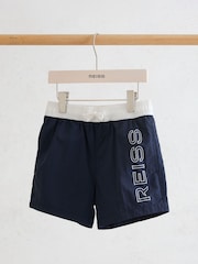 Reiss Navy Ley Colour-Block Logo Swim Shorts - Image 2 of 3