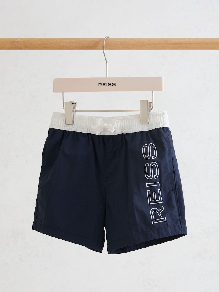 Reiss Navy Ley Colour-Block Logo Swim Shorts - Image 2 of 3