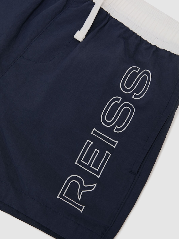 Reiss Navy Ley Colour-Block Logo Swim Shorts - Image 3 of 3