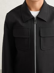 Reiss Black Ascend Twin-Pocket Zip-Through Overshirt - Image 4 of 5