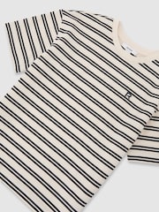 Reiss Navy/White Emerson Cotton Stripe Logo-Embroidered T-Shirt - Image 1 of 3