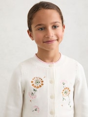 Reiss Ivory Ellie 9-13 yrs Cotton Floral-Embroidered Cardigan - Image 3 of 5
