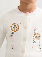 Reiss Ivory Ellie 9-13 yrs Cotton Floral-Embroidered Cardigan - Image 4 of 5