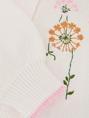 Reiss Ivory Ellie 9-13 yrs Cotton Floral-Embroidered Cardigan - Image 5 of 5