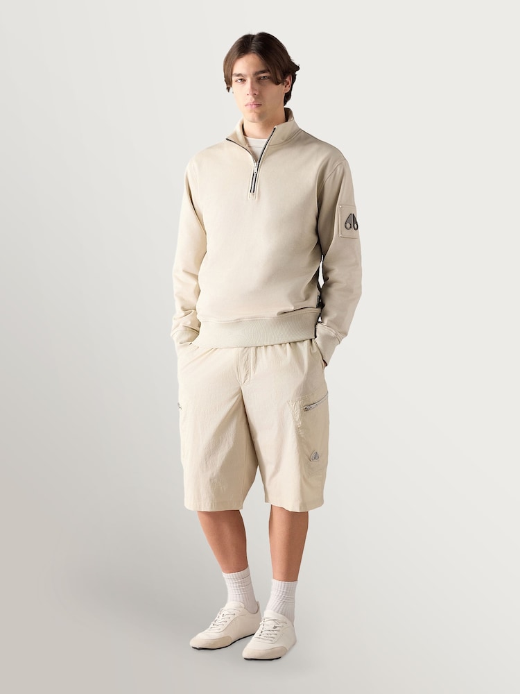 Moose Knuckles Natural Hartsfield Quarter Zip Sweatshirt - Image 2 of 7