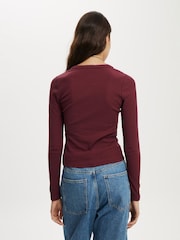 Cotton On Red Ryan Henley Long Sleeve Top - Image 2 of 4